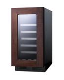 18 INCH WIDE 29 BTL CAPA PANEL READY BUILT-IN / FS WINE COOLER W/ WOOD SHELVES AND LED LIGHTS 