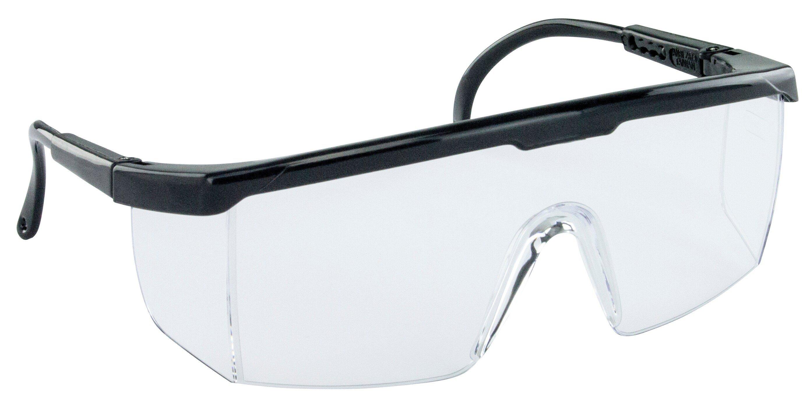 ANSI Z87.1 Safety Glasses with Clear Anti-Fog Lens, Impact-Resistant and Black Frame 