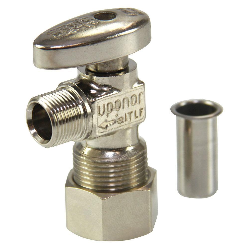 LF BRASS COMPRESSION ANGLE STOP VALVE WITH PEX STIFFENER 1/2 COMP X 3/8 OD COMP 