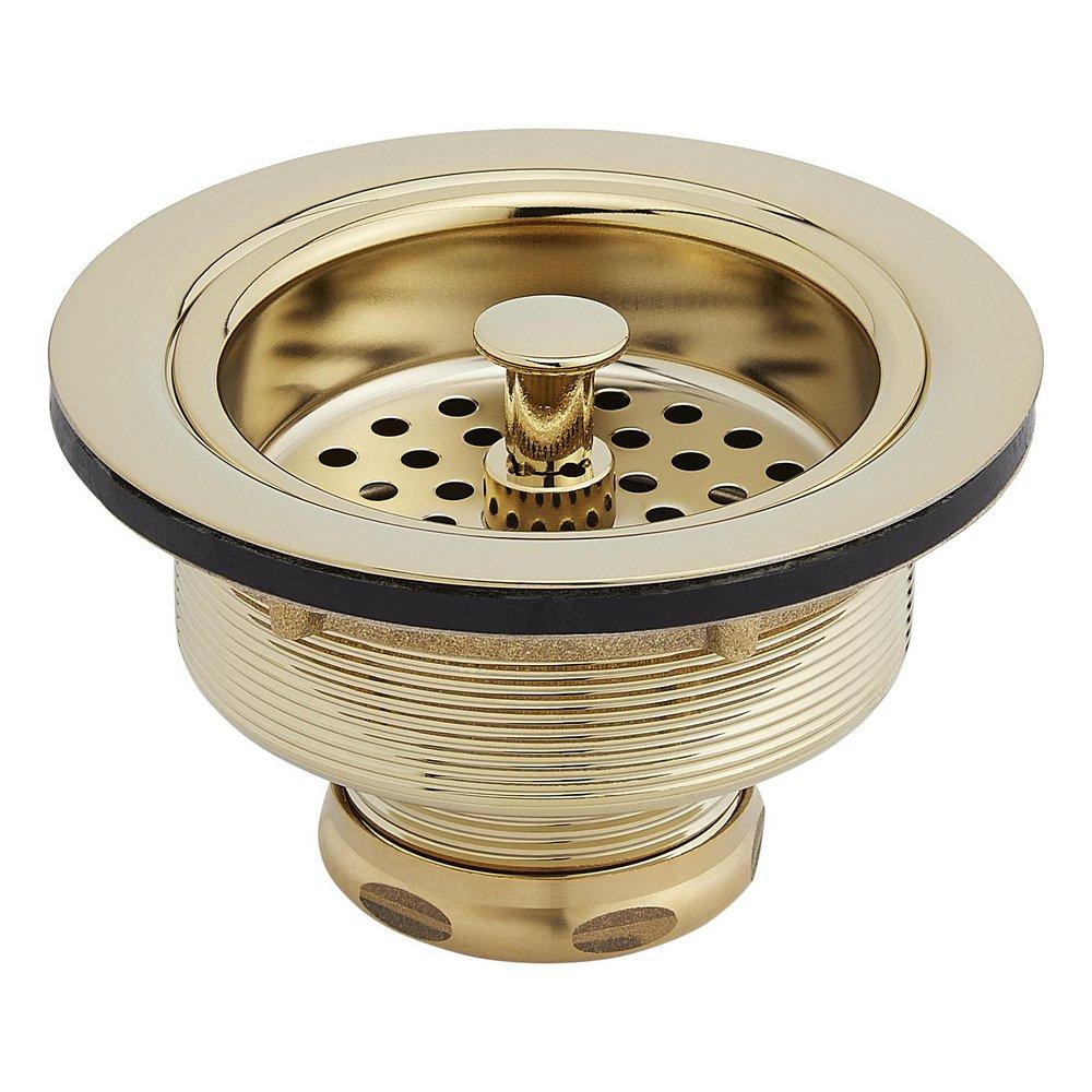 3-1/2 in. Deep Flange with Stopper and Strainer Basket in Polished Brass image number 0