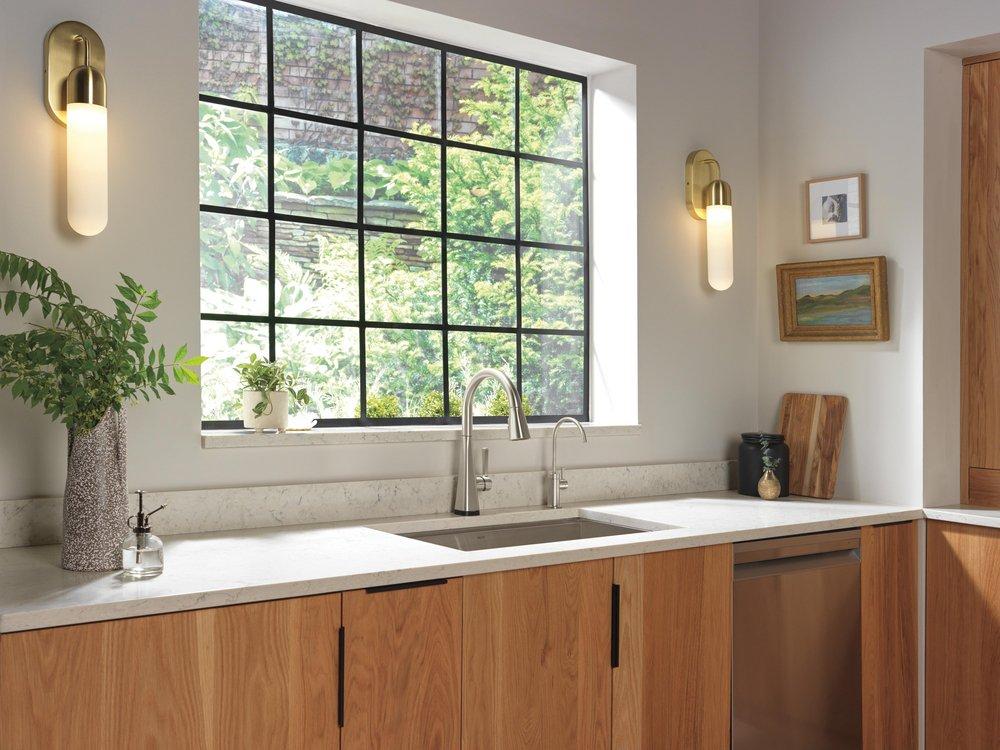 Single Handle Monoblock Bathroom Sink Faucet in Stainless 