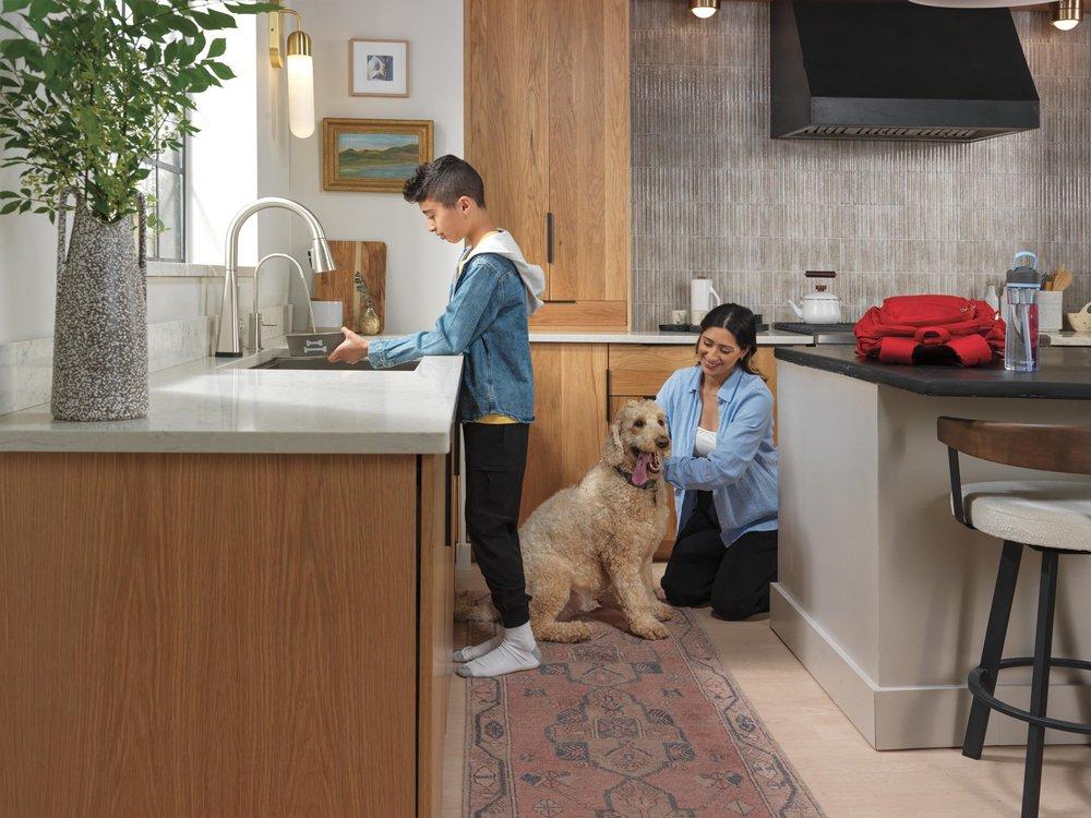 Single Handle Monoblock Bathroom Sink Faucet in Stainless 