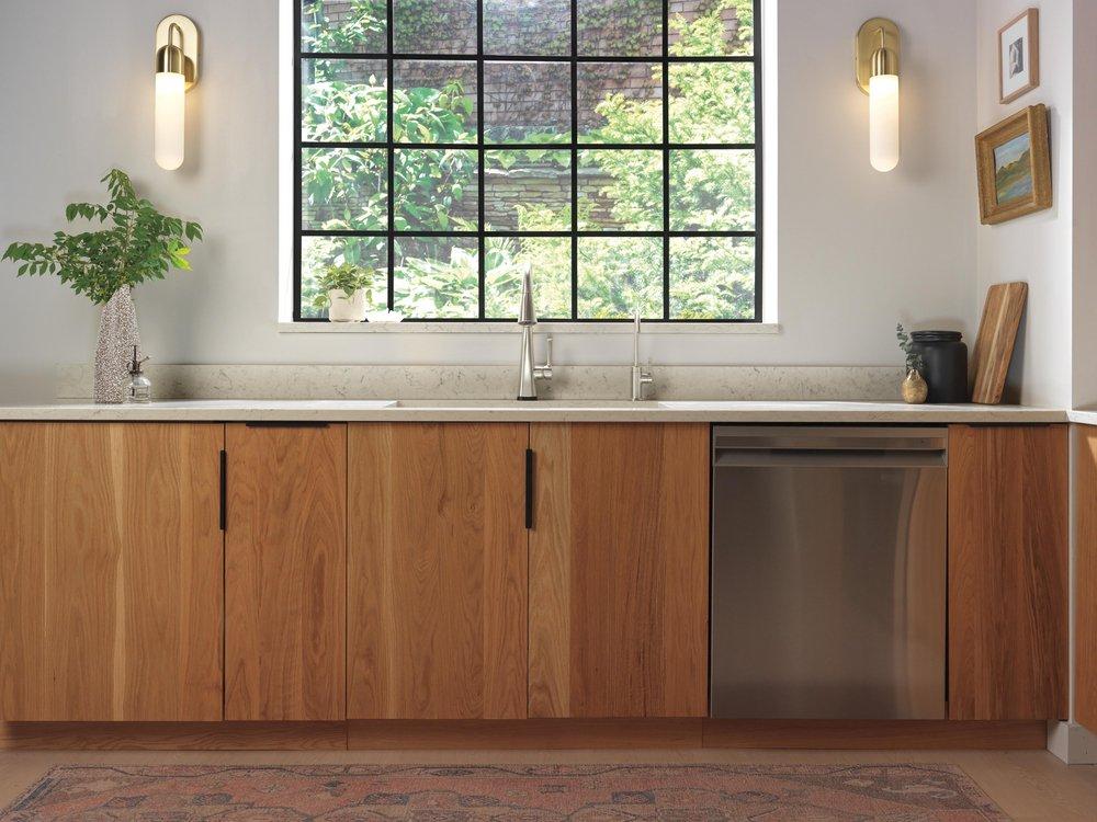 Single Handle Monoblock Bathroom Sink Faucet in Stainless 