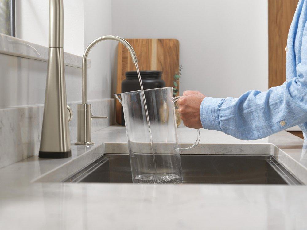 Single Handle Monoblock Bathroom Sink Faucet in Stainless 