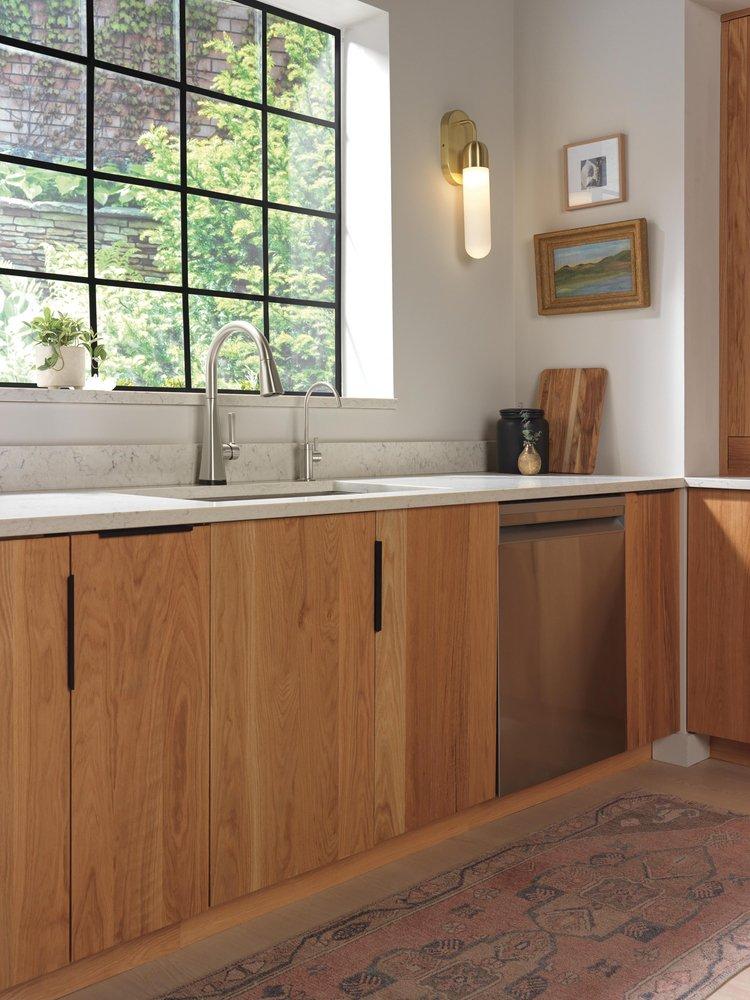 Single Handle Monoblock Bathroom Sink Faucet in Stainless 