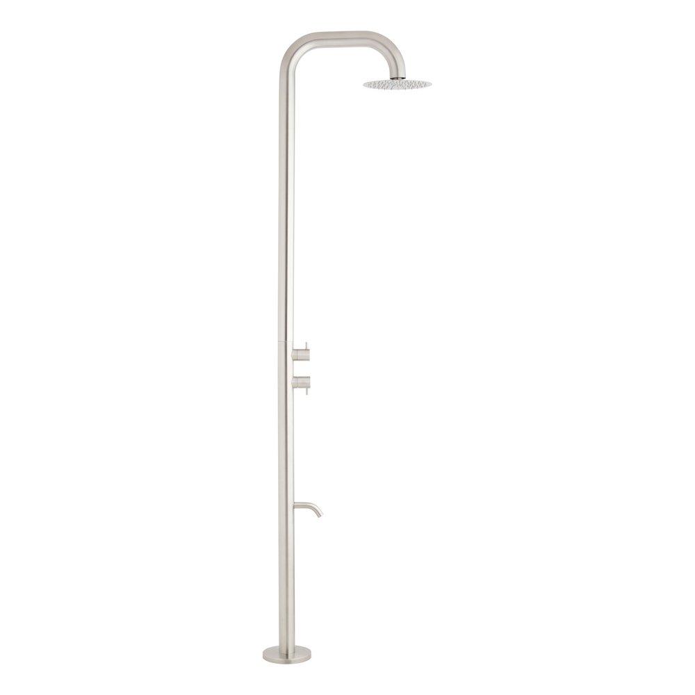 Freestanding Stainless Steel Outdoor Shower with Foot Wash 