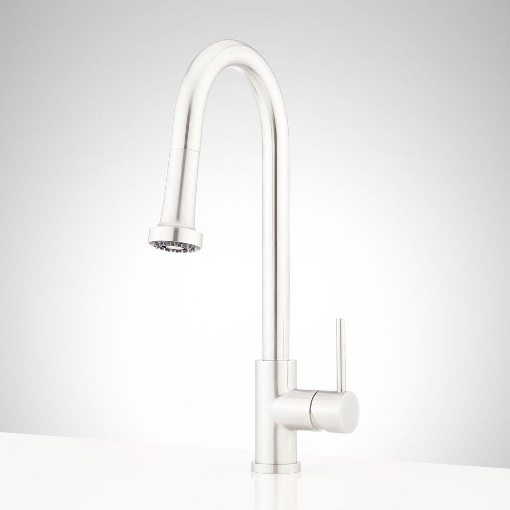 Single Handle Pull Down Outdoor Kitchen Faucet in Stainless Steel 
