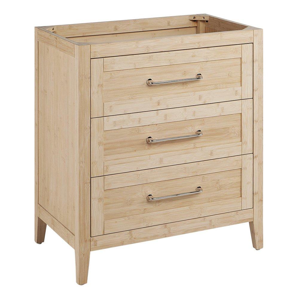 30X21X34 -  BAMBOO VANITY - 3 DRAWERS - SOFT CLOSE UNDERMOUNT DRAWER GLIDES - NICKEL HARDWARE - BAMB 