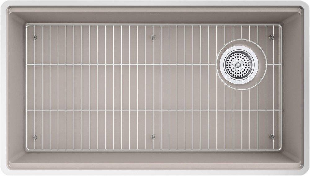 33 in. Undermount Composite Single Bowl Kitchen Sink in Matte Taupe 