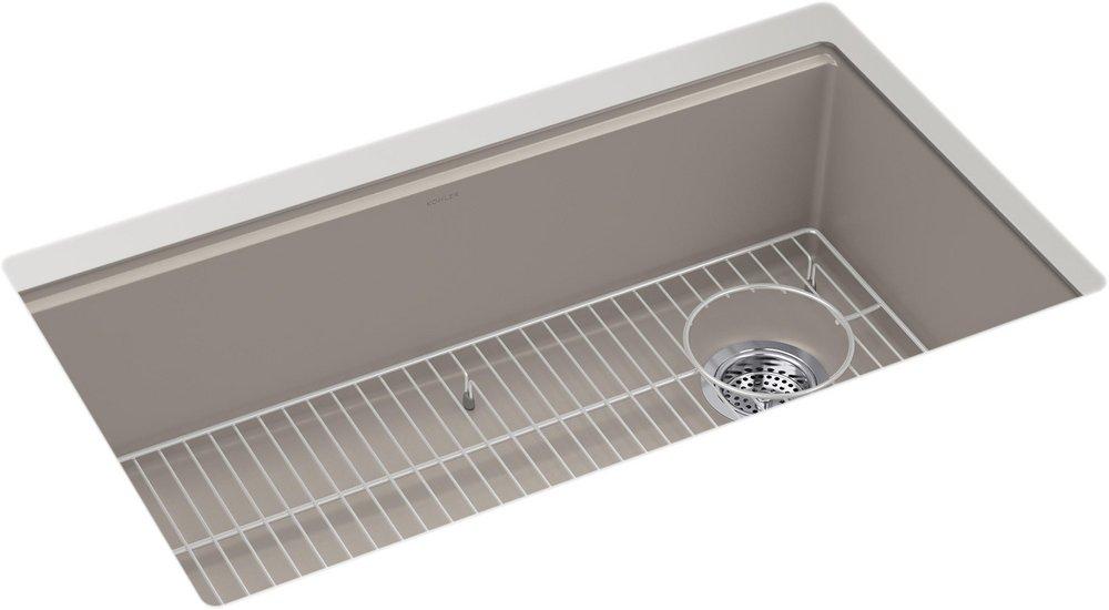33 in. Undermount Composite Single Bowl Kitchen Sink in Matte Taupe 