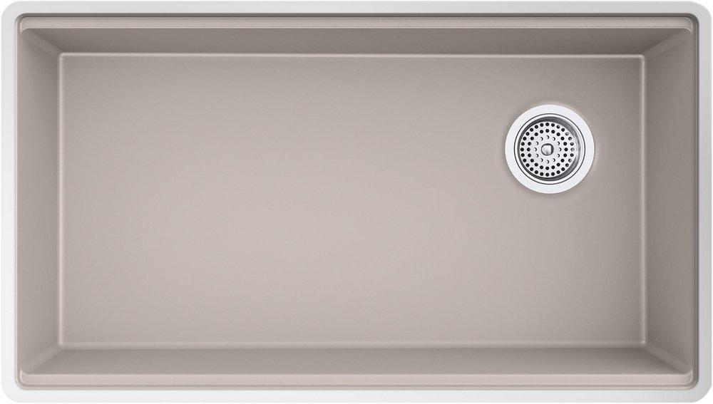 33 in. Undermount Composite Single Bowl Kitchen Sink in Matte Taupe 