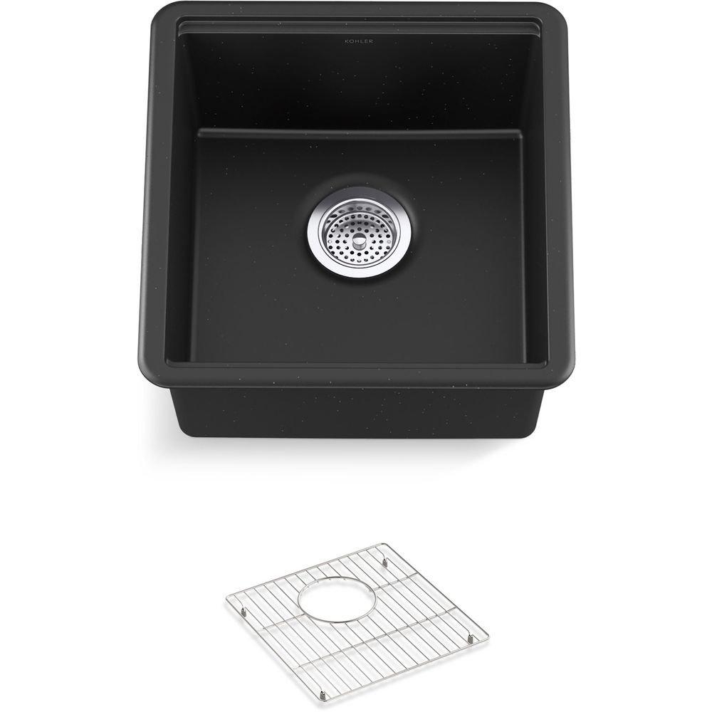 KOHLER Matte Black 18 in. Undermount Neoroc&reg; Bar Sink 