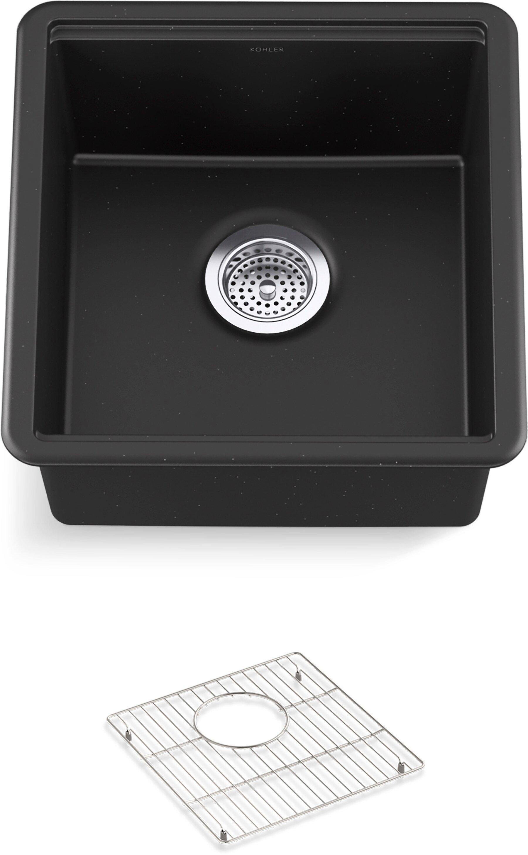 KOHLER Matte Black 18 in. Undermount Neoroc&reg; Bar Sink 