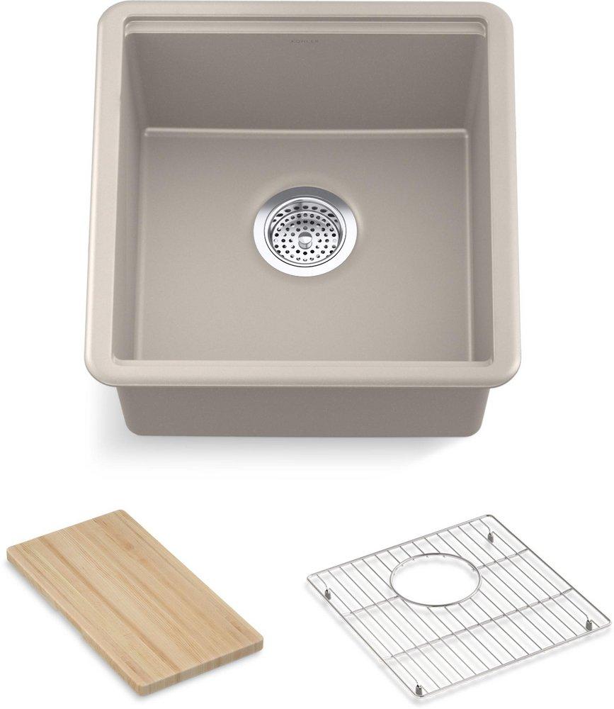 KOHLER Matte Taupe 18 in. Undermount Neoroc&reg; Bar Sink with Accessories 