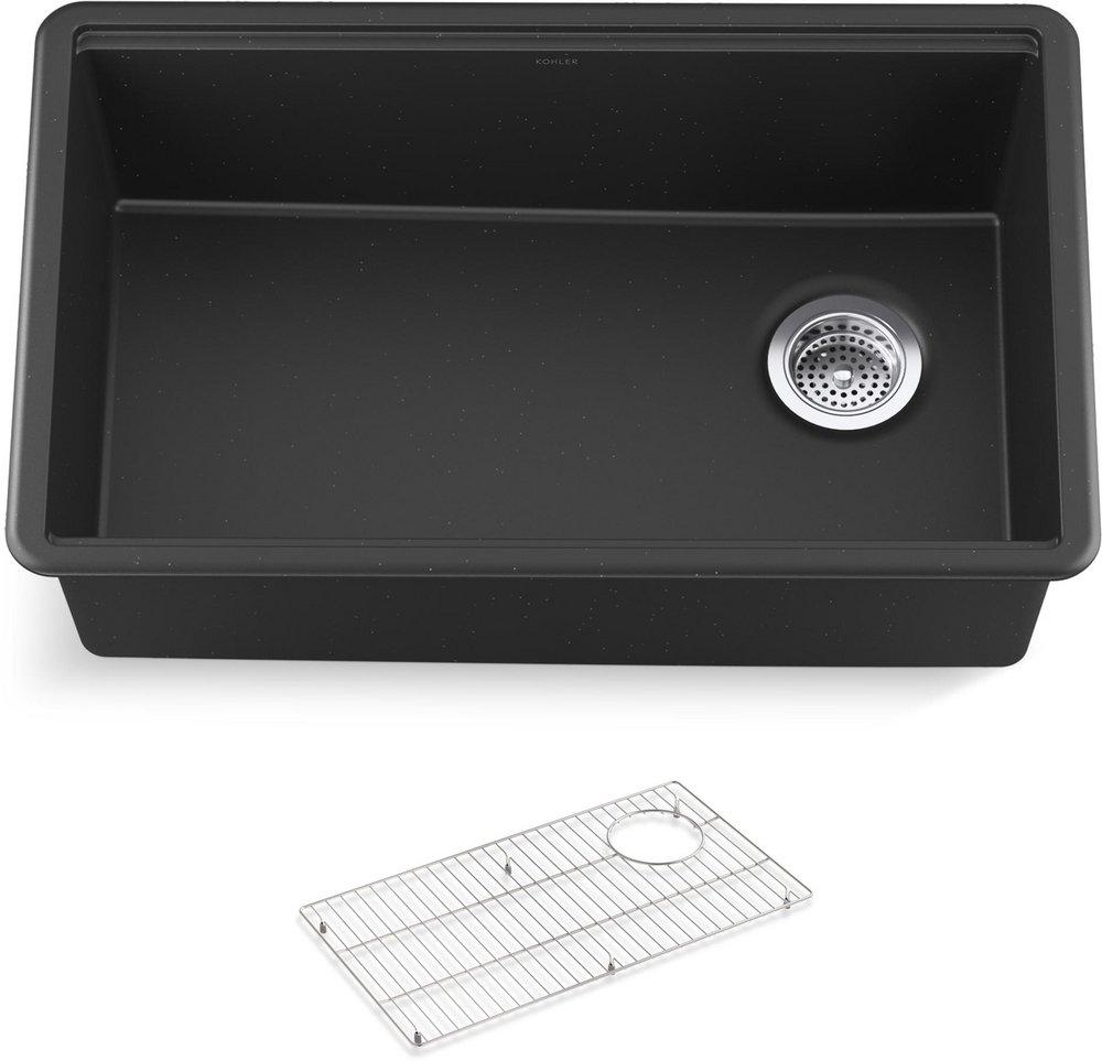 29 in. Undermount Neoroc Single Bowl Kitchen Sink in Matte Black 