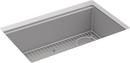 30 in. Undermount Composite Single Bowl Workstation Kitchen Sink in Matte Gray 