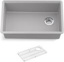 30 in. Undermount Composite Single Bowl Workstation Kitchen Sink in Matte Gray 