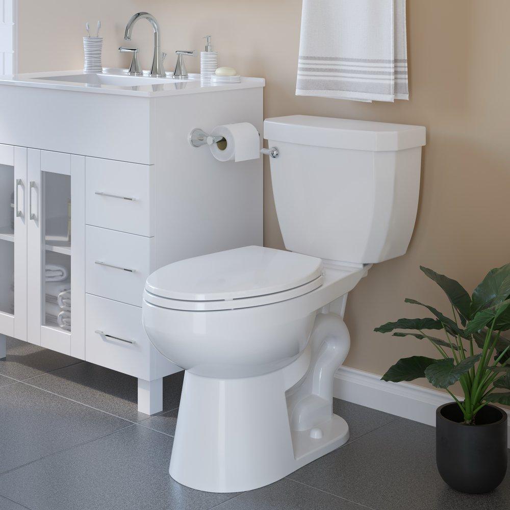Comfort Height Elongated Toilet Bowl in White with Flush Guard 
