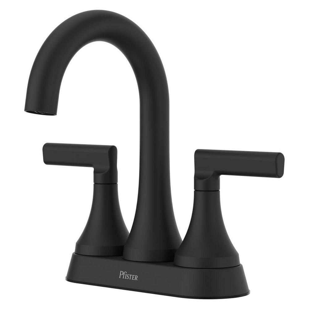Two Handle Centerset Bathroom Sink Faucet in Matte Black 