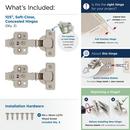 FULL OVERLAY FRAMELESS SOFT CLOSE EURO CONCEALED CABINET HINGE - 1 PAIR 