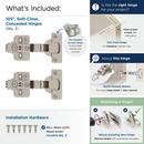 FULL INSET FRAMELESS SOFT CLOSE EURO CONCEALED CABINET HINGE - 1 PAIR 