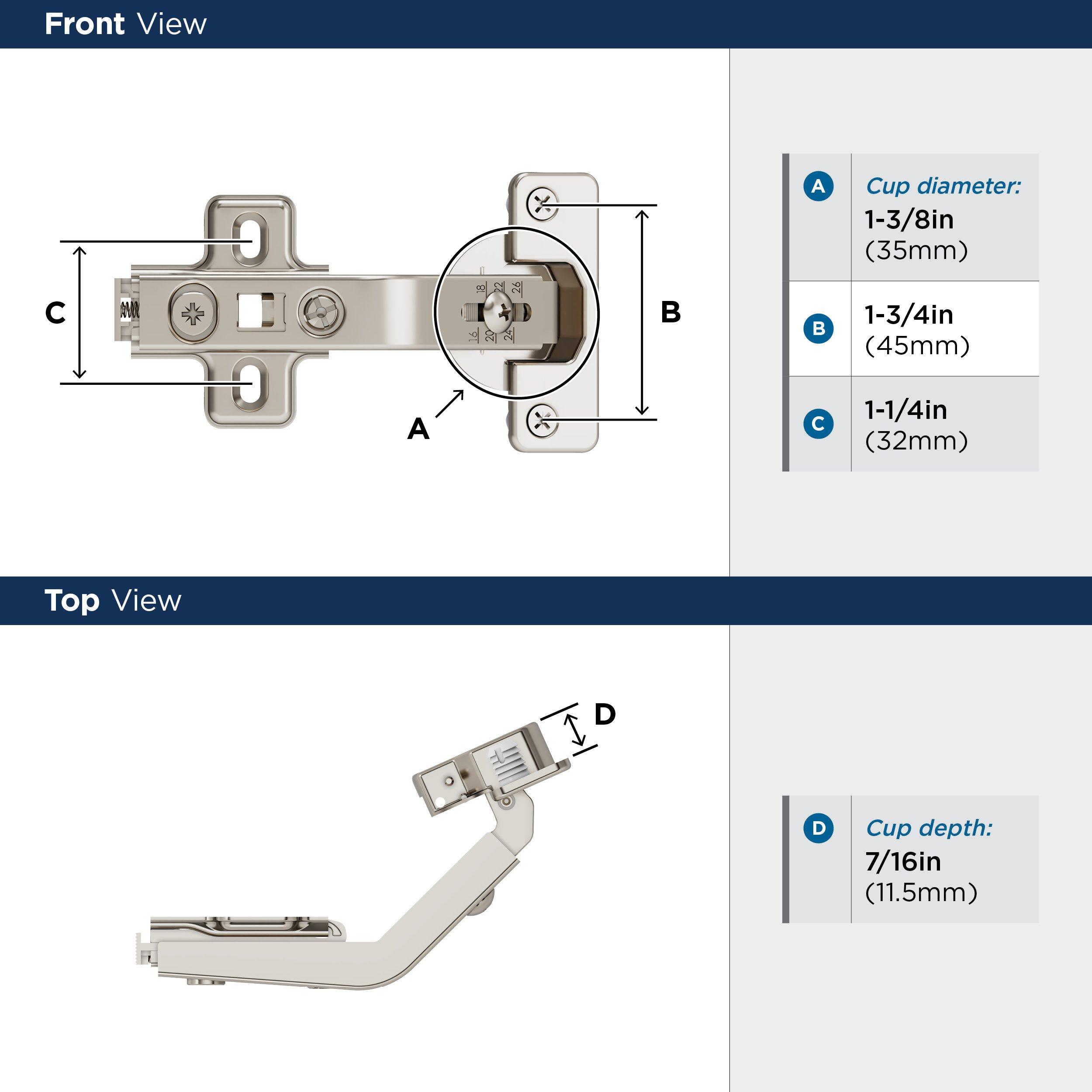 135 DEGREE LAZY SUSAN BI-FOLD DOOR CONCEALED CABINET HINGE - 1 PAIR 