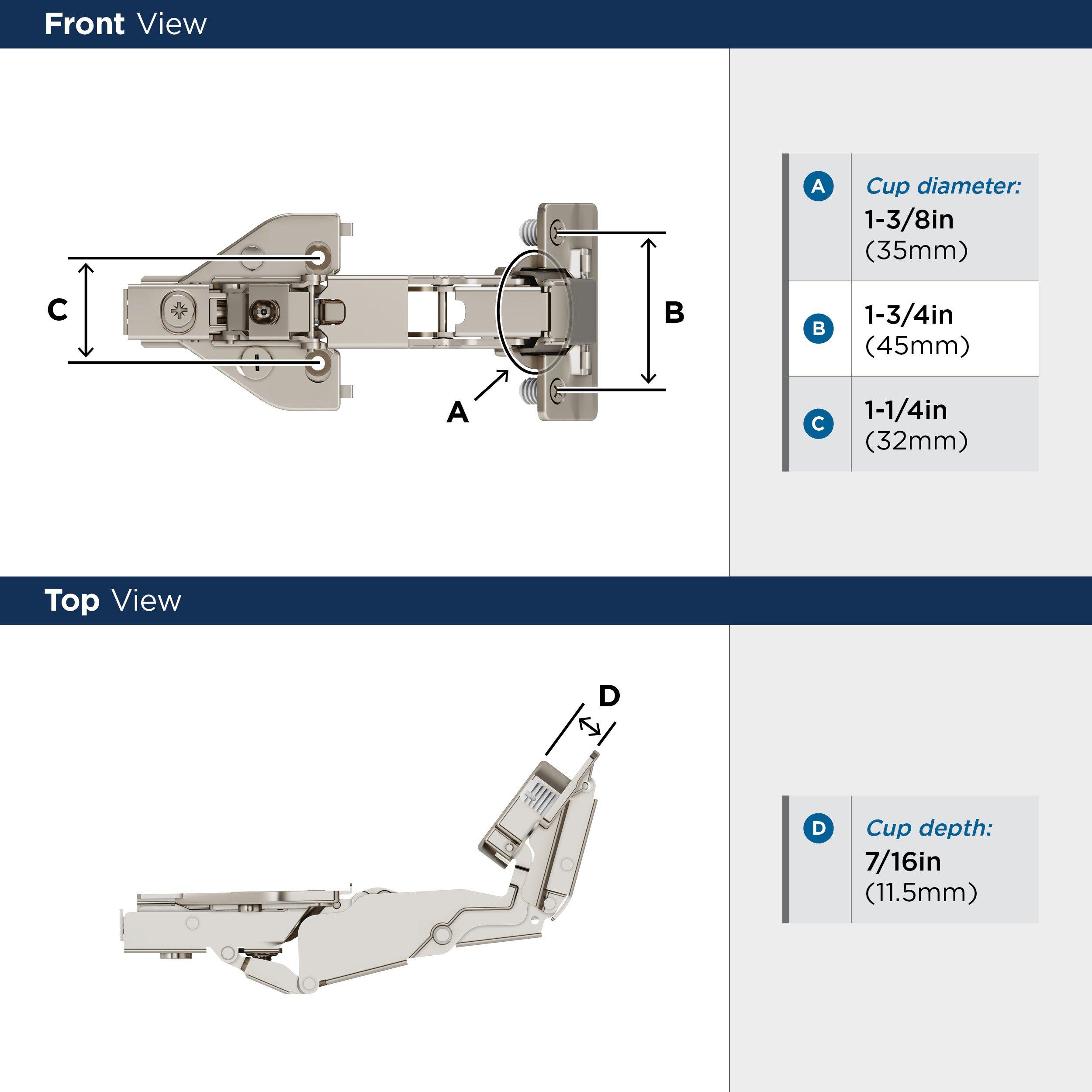 FULL OVERLAY FACE FRAME 165 DEGREE LAZY SUSAN BI-FOLD DOOR SOFT CLOSE CONCEALED CABINET HINGE - 1 PAIR 