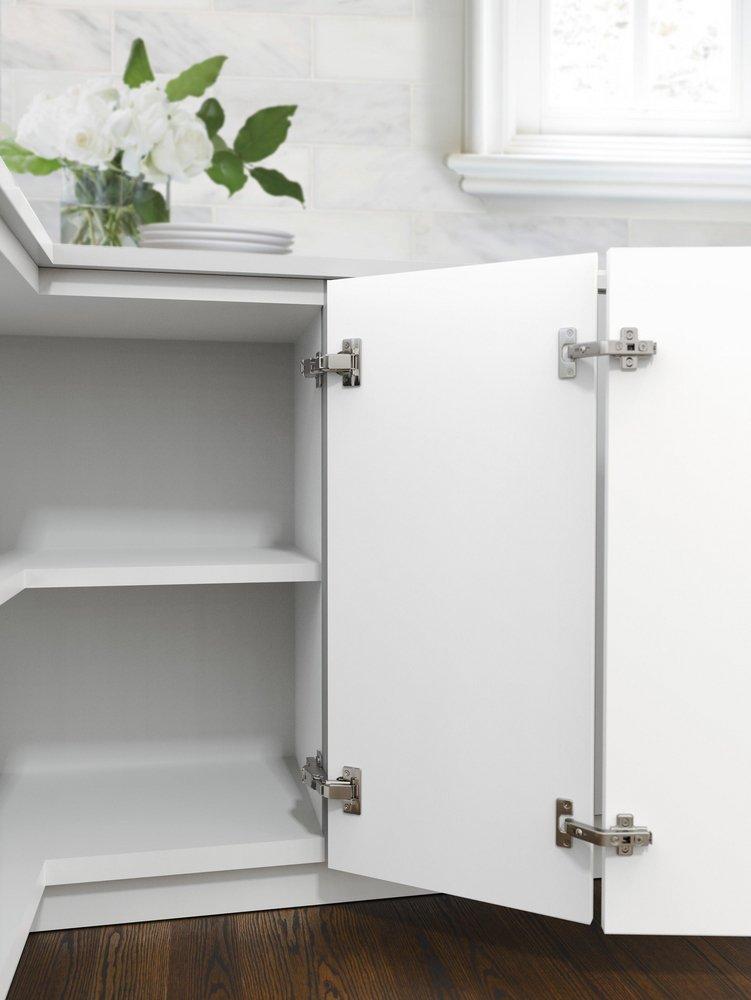 FULL OVERLAY FRAMELESS 165 DEGREE LAZY SUSAN BI-FOLD DOOR SELF CLOSE CONCEALED CABINET HINGE - 1 PAIR 