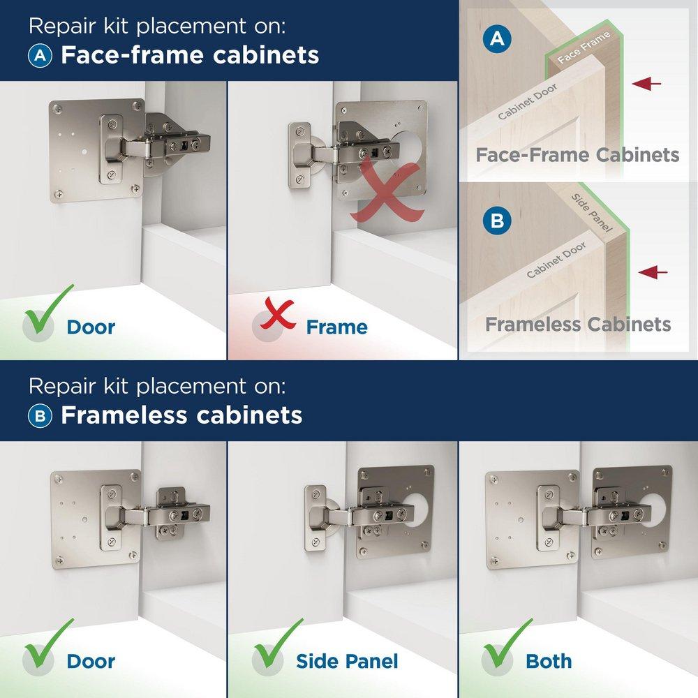 CABINET HINGE INSTALLATION REPAIR PLATE  - 1 PAIR 