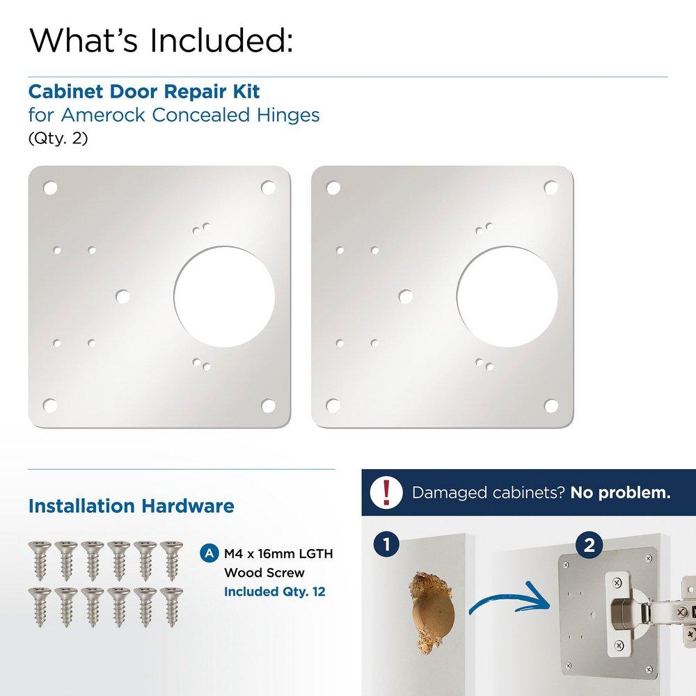 CABINET HINGE INSTALLATION REPAIR PLATE  - 1 PAIR 
