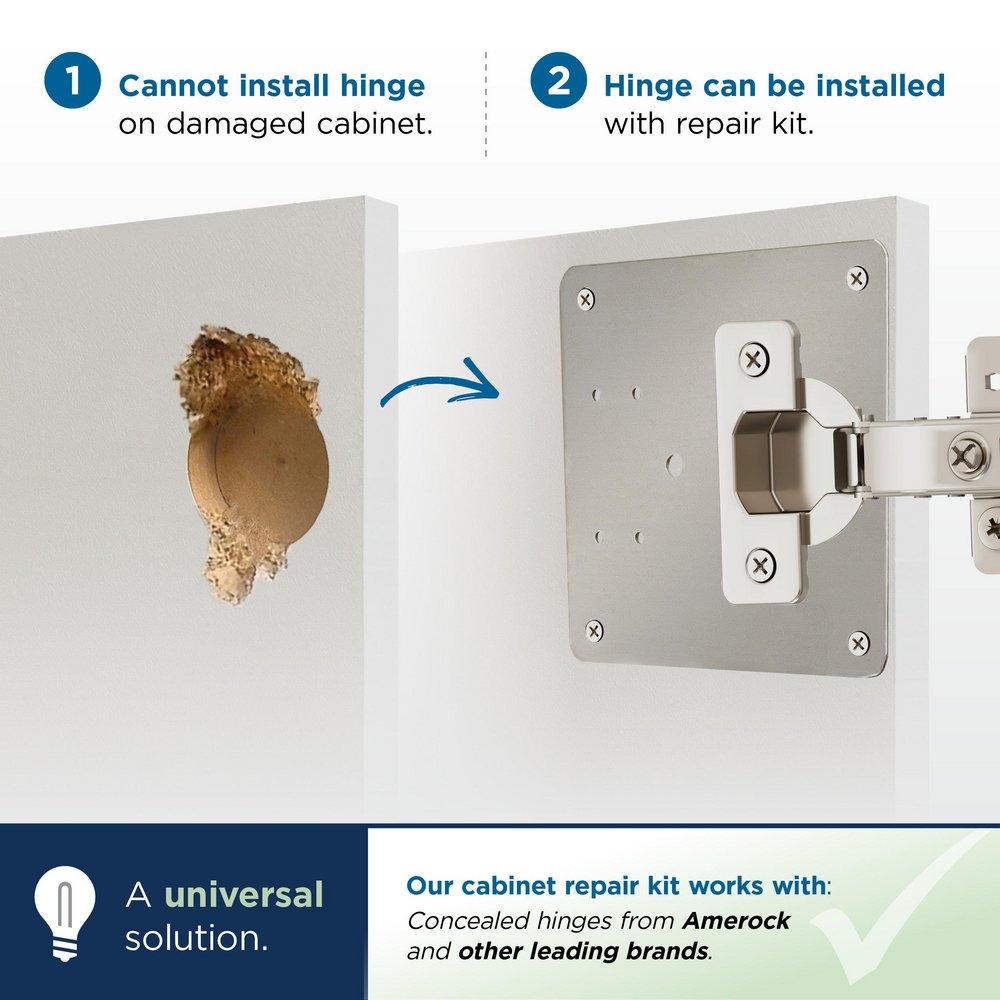 CABINET HINGE INSTALLATION REPAIR PLATE  - 1 PAIR 