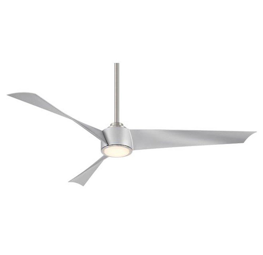 56 in. 3-Blade Indoor Integrated LED Ceiling Fan in Brushed Nickel/Silver Finish 