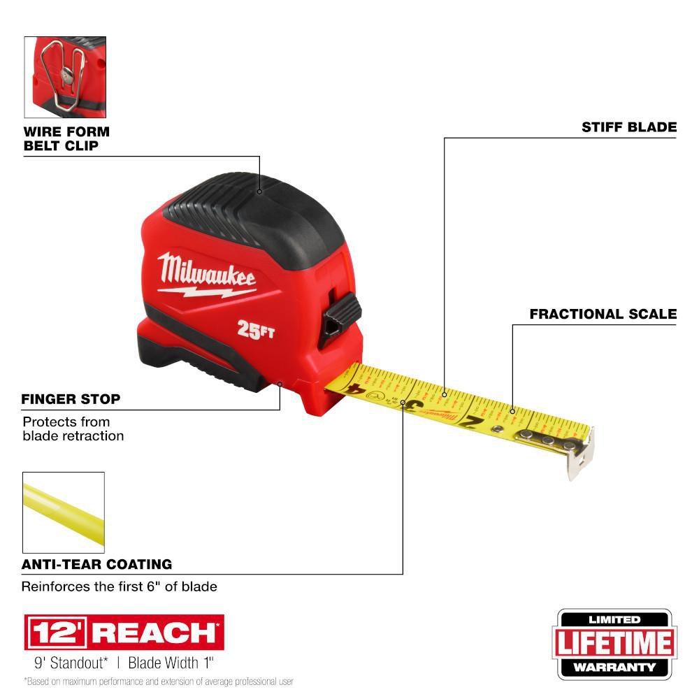 25FT COMPACT TAPE MEASURE 