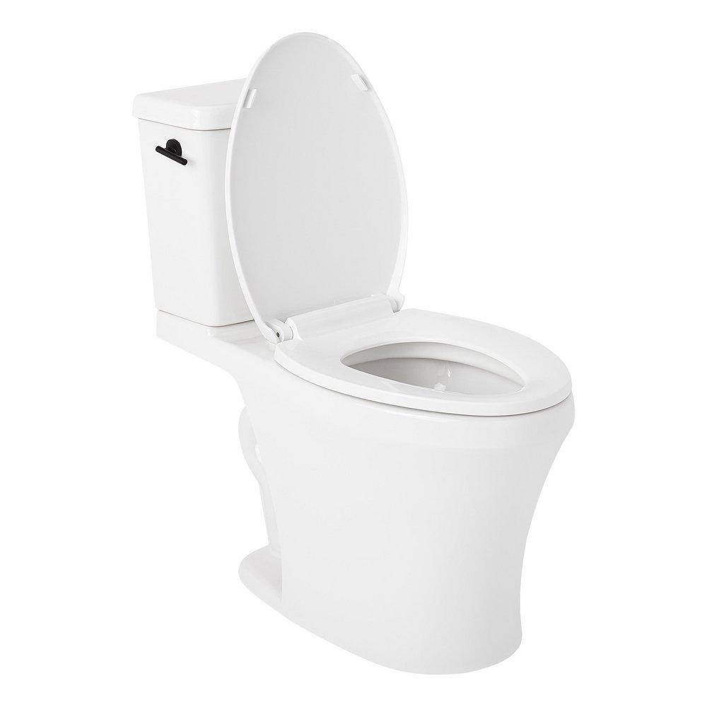 MILLSPRING LOW-FLOW TWO-PIECE ELONGATED TOILET - WHITE - MATTE BLACK HANDLE 