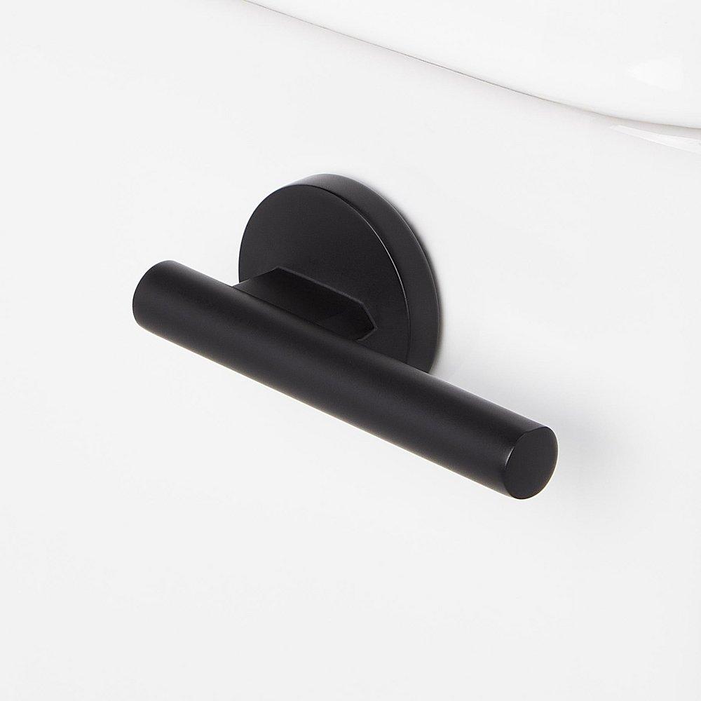 MILLSPRING LOW-FLOW TWO-PIECE ELONGATED TOILET - WHITE - MATTE BLACK HANDLE 