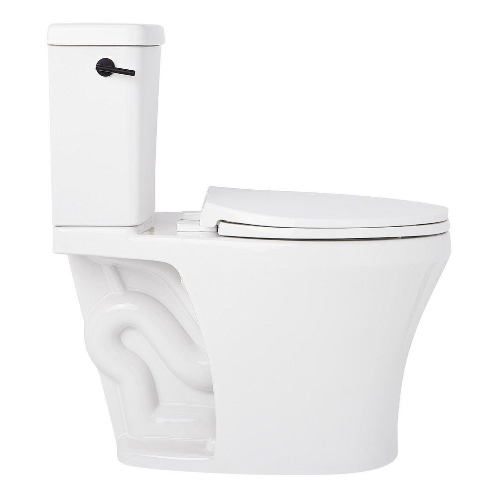 MILLSPRING LOW-FLOW TWO-PIECE ELONGATED TOILET - WHITE - MATTE BLACK HANDLE 
