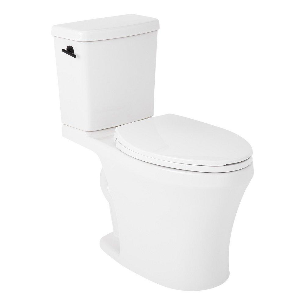 MILLSPRING LOW-FLOW TWO-PIECE ELONGATED TOILET - WHITE - MATTE BLACK HANDLE 