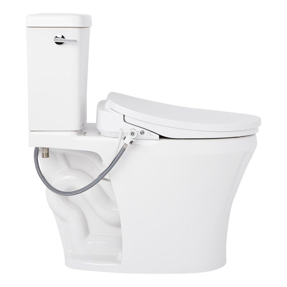 1.0 gpf Elongated Two Piece Toilet in White with Chrome Lever  - Bidet Seat Included image number 5