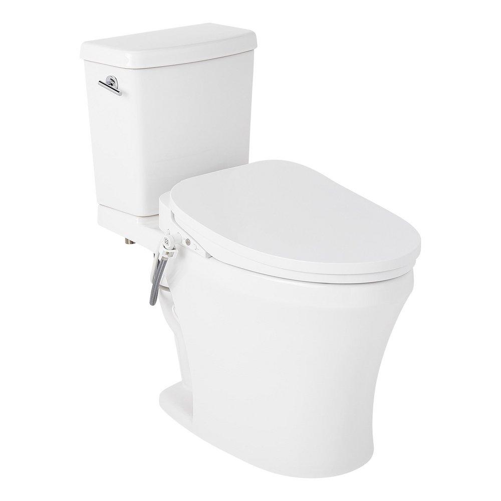 1.0 gpf Elongated Two Piece Toilet in White with Chrome Lever  - Bidet Seat Included image number 2