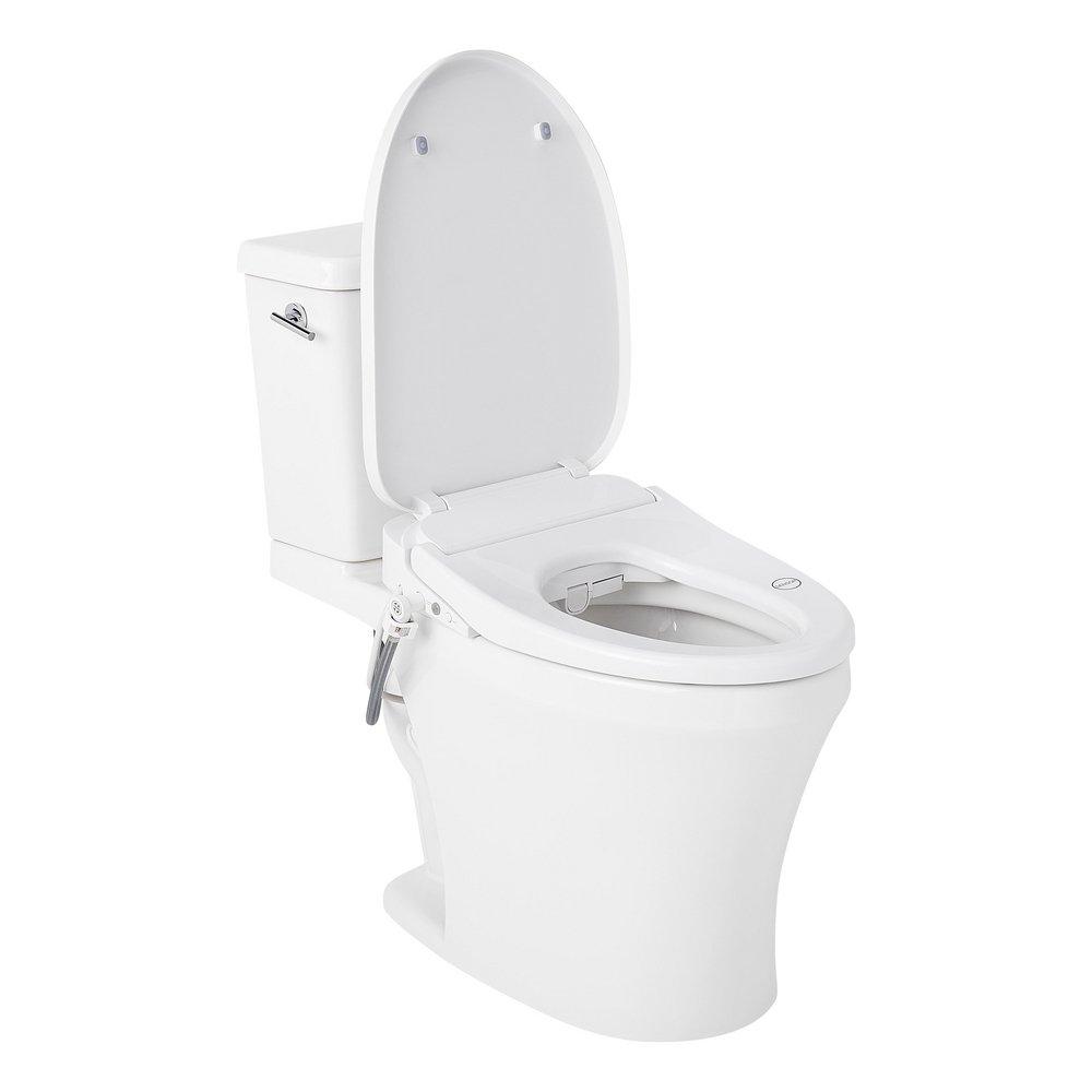 1.0 gpf Elongated Two Piece Toilet in White with Chrome Lever  - Bidet Seat Included image number 1