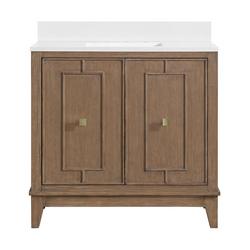 36 in. Free Standing Single Basin Vanity Set in Walnut Drift with Stone Composite Vanity Top
