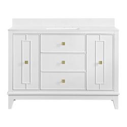 48 in. Free Standing Single Basin Vanity Set in Bright White with Stone Vanity Top