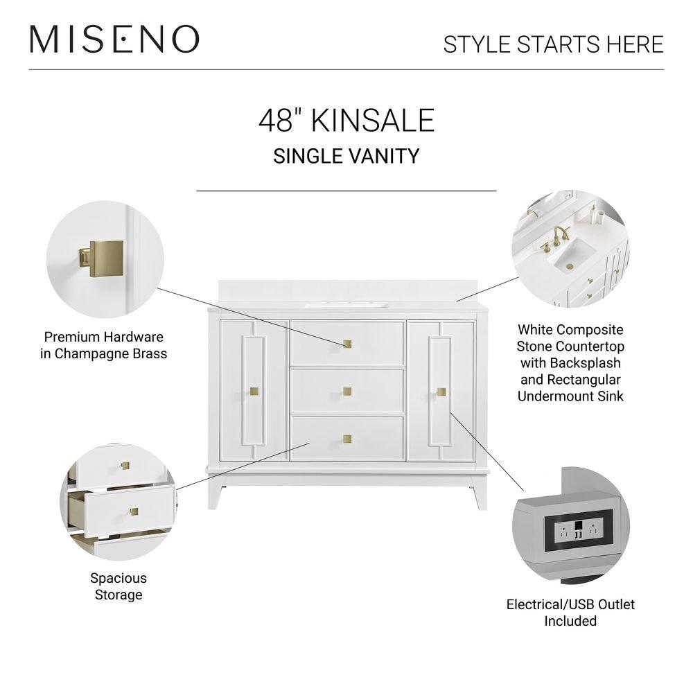 Kinsale 48" Free Standing Single Basin Vanity Set with Cabinet and Stone Composite Vanity Top 