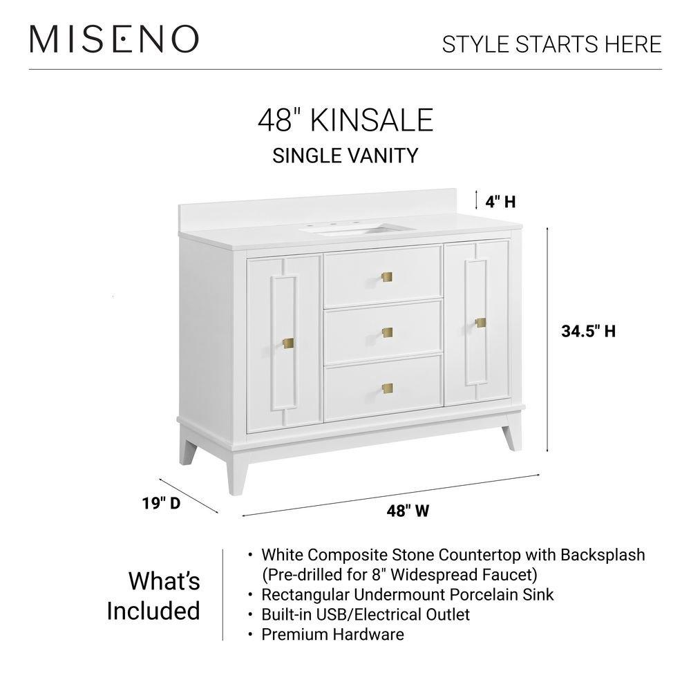 Kinsale 48" Free Standing Single Basin Vanity Set with Cabinet and Stone Composite Vanity Top 