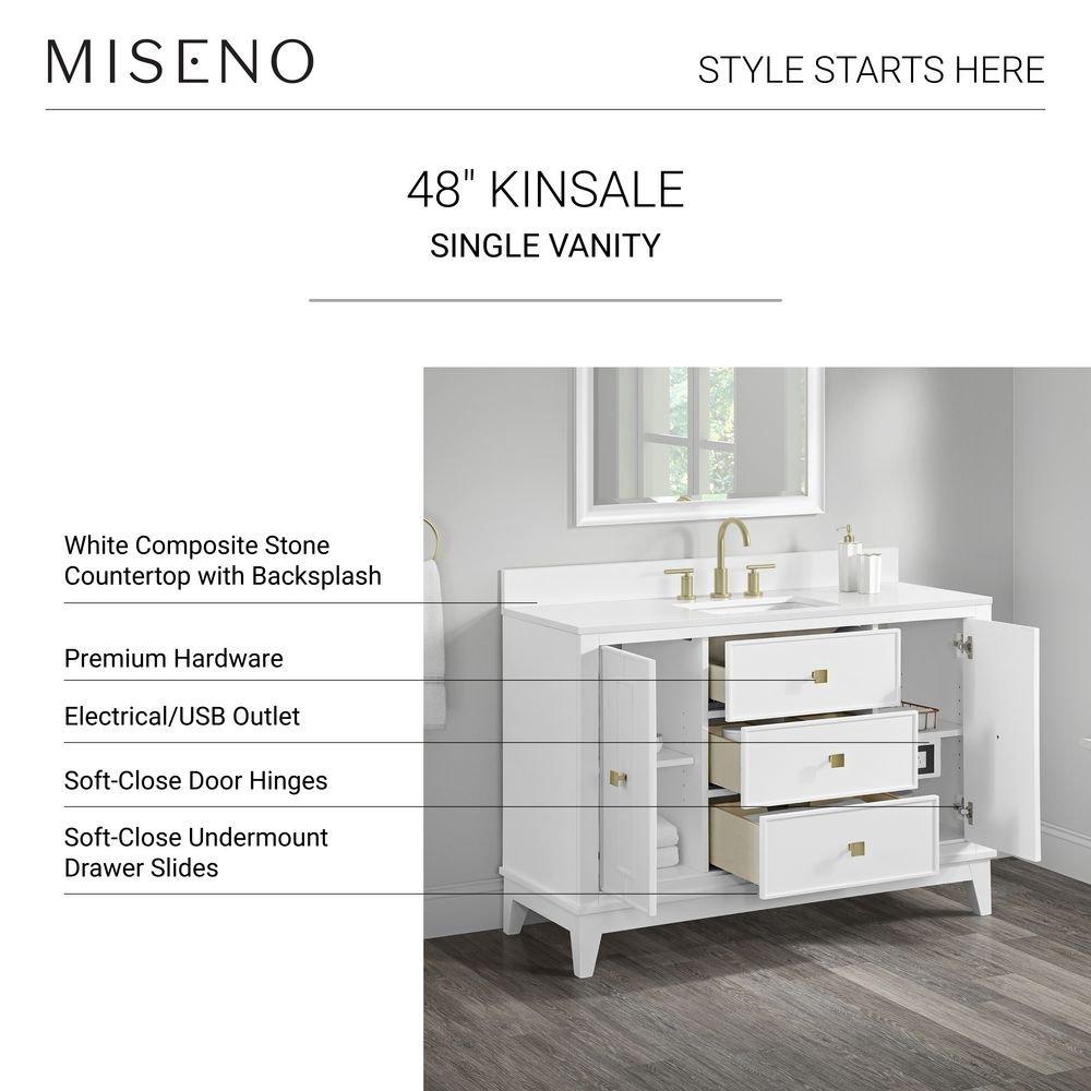 Kinsale 48" Free Standing Single Basin Vanity Set with Cabinet and Stone Composite Vanity Top 