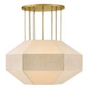 6?Light Convertible Drum Chandelier with Oatmeal Linen Shade in Lacquered Brass