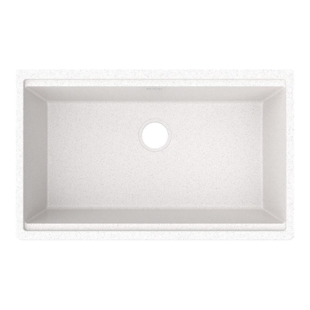 QUARTZ CLASSIC 33" X 22" X 9-1/2" SINGLE BOWL UNDERMOUNT WORKSTATION SINK KIT WHITE 