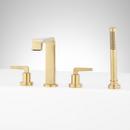 Roman Tub Faucet and Hand Shower in Brushed Gold with Rough-In Valve