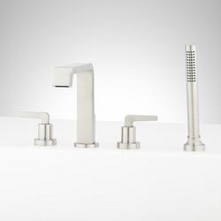 Roman Tub Faucet and Hand Shower in Brushed Nickel with Rough-In Valve
