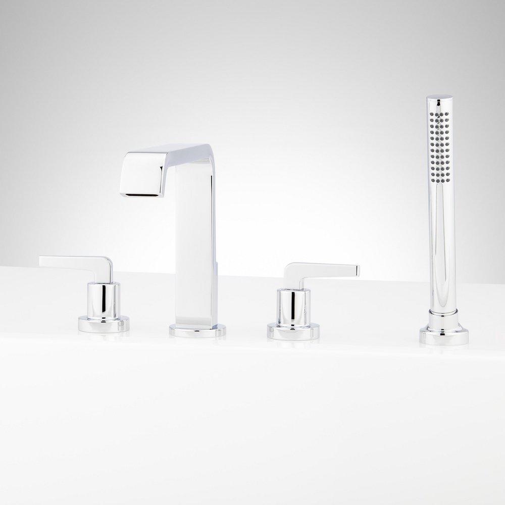 DREA 4-HOLE ROMAN TUB FAUCET AND HAND SHOWER WITH ROUGH-IN VALVE - CHROME 